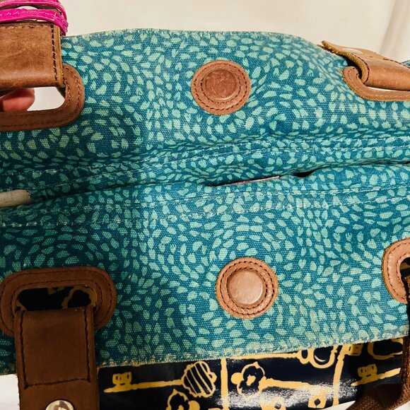 Fossil Key-Per Shoulder/Tote Purse-Teal/Navy Shopper-14" x 12" x 3 1/2"- Leather - Picture 10 of 16